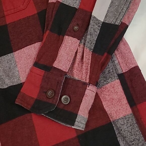 RedHead Black Red Flannel Shirt Button Down Mens Sz S Shacket Cotton - Picture 4 of 9